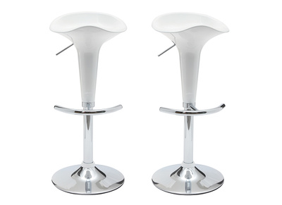 Tabouret de bar / cuisine blanc design GALAXY (lot de 2)