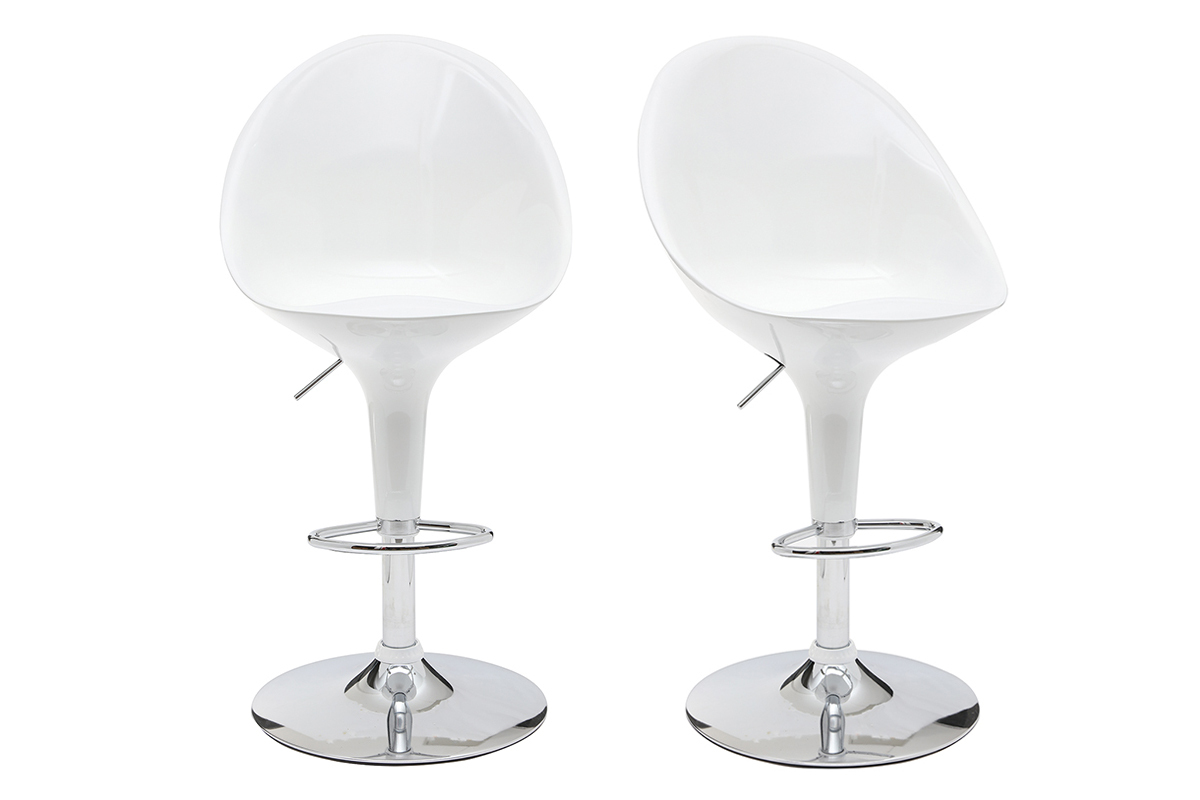 Tabouret de bar / cuisine blanc design OEUF (lot de 2)