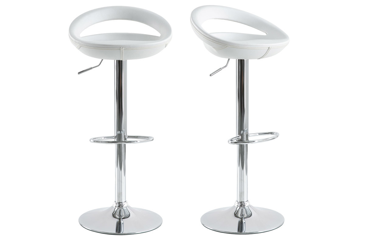 Tabouret de bar / cuisine blanc moderne PVC COMET (lot de 2)