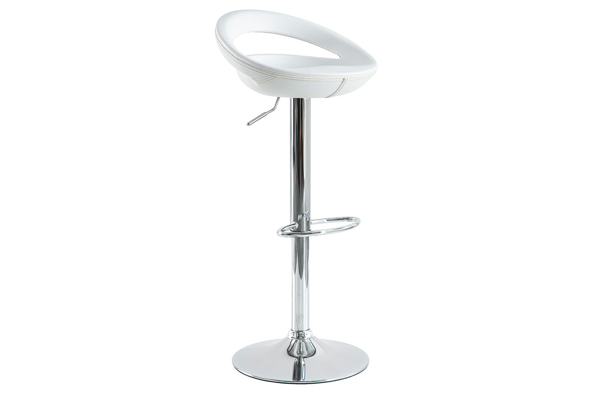Tabouret de bar / cuisine blanc moderne PVC COMET (lot de 2)