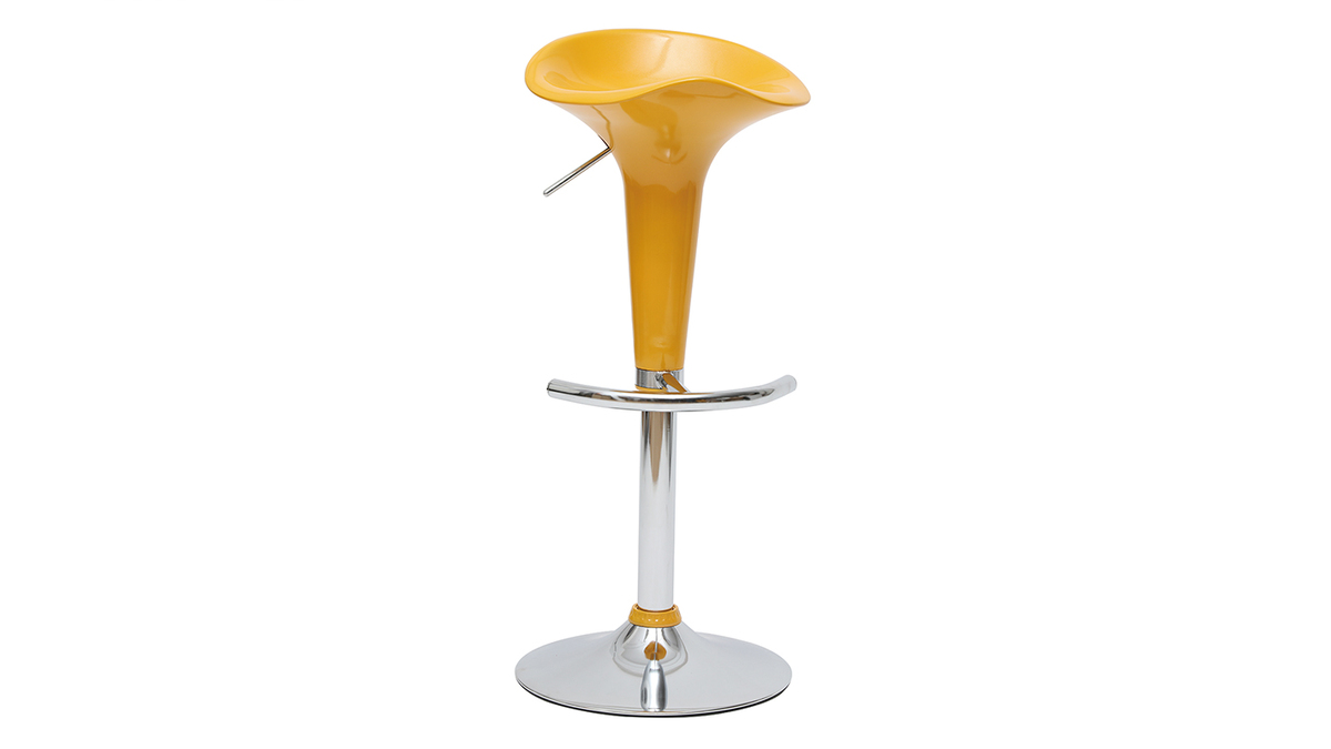 Tabouret de bar / cuisine jaune design GALAXY (lot de 2)