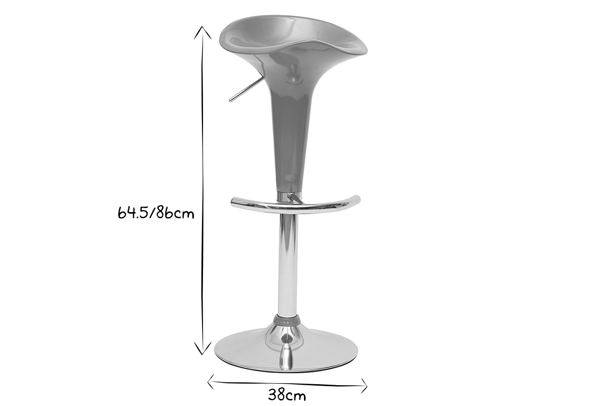 Tabouret de bar / cuisine jaune design GALAXY (lot de 2)