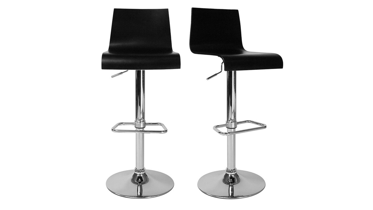 Tabouret de bar / cuisine noir moderne NEWSURF (lot de 2)