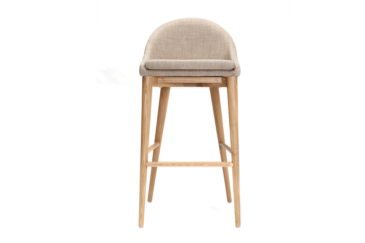Tabouret de bar design 75 cm bois polyester beige DALIA