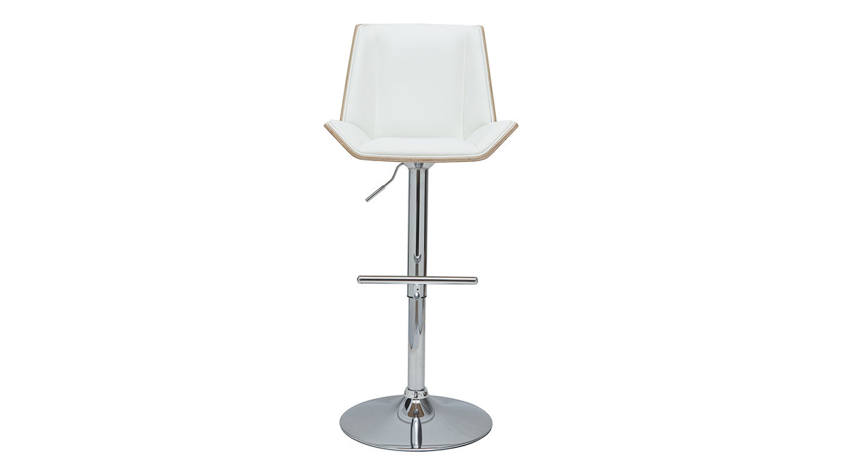 Tabouret de bar design blanc et bois clair MELKIOR