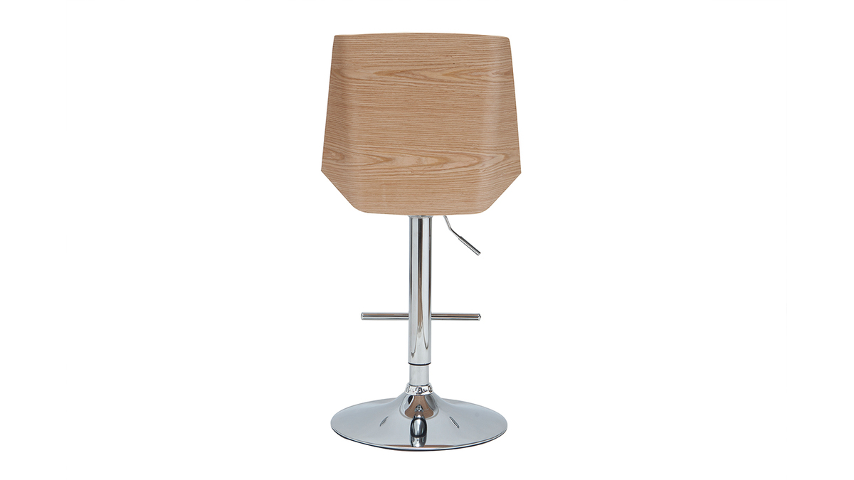 Tabouret de bar design blanc et bois clair MELKIOR