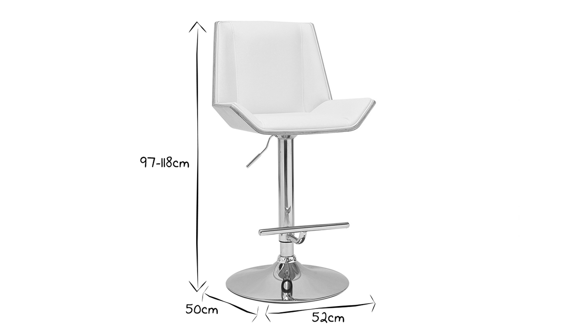 Tabouret de bar design blanc et bois clair MELKIOR