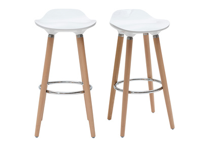 Tabouret de bar design blanc scandinave lot de 2 GILDA