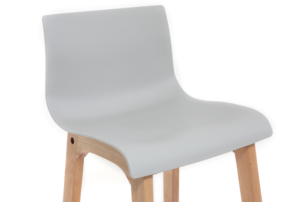 Tabouret de bar design bois et gris clair 75 cm (lot de 2) NEW SURF