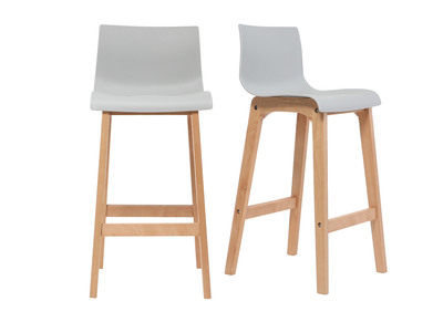 Tabouret de bar design bois et gris clair 75 cm (lot de 2) NEW SURF