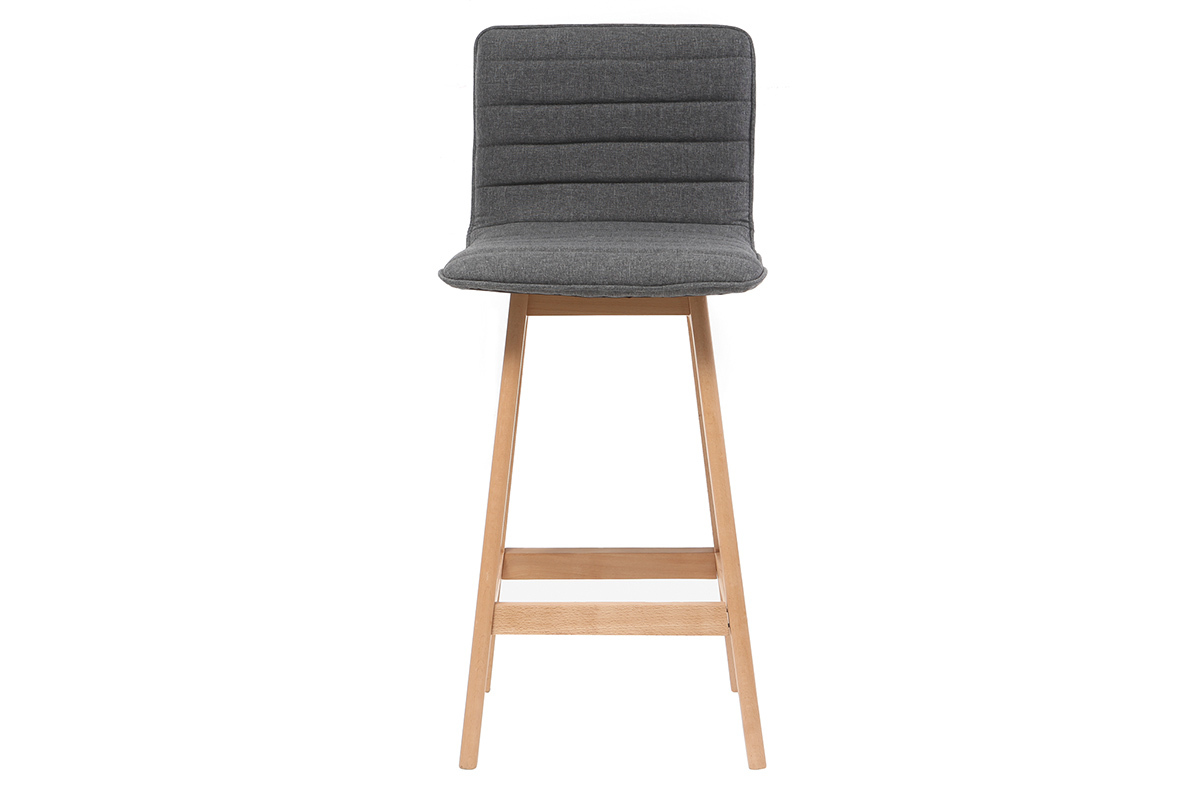 Tabouret de bar design bois et gris fonc 65 cm (lot de 2) EMMA