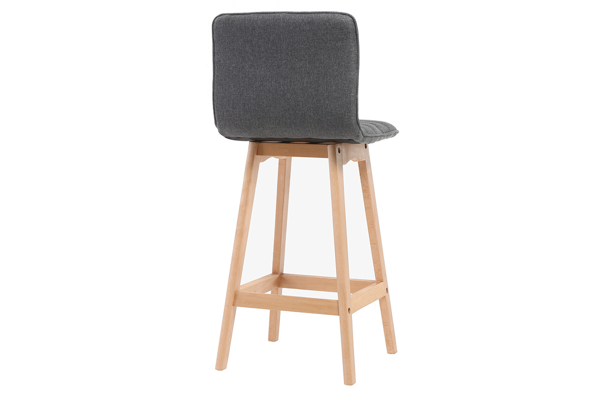 Tabouret de bar design bois et gris fonc 65 cm (lot de 2) EMMA