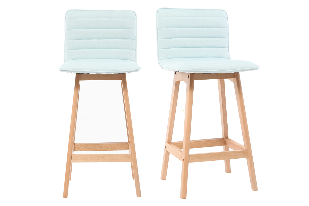 Tabouret de bar design bois et menthe � l'eau 65 cm (lot de 2) EMMA