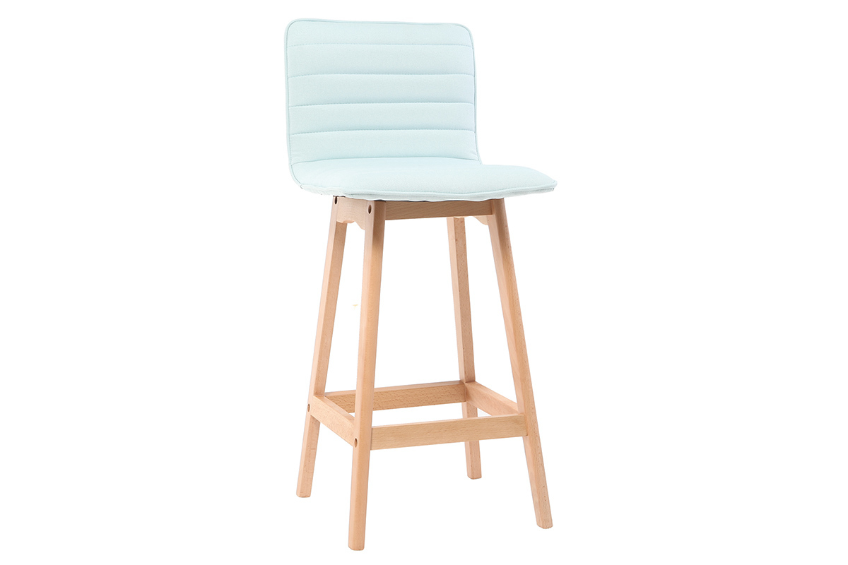 Tabouret de bar design bois et menthe � l'eau 65 cm (lot de 2) EMMA