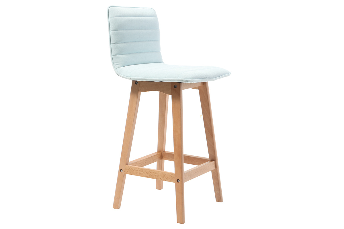 Tabouret de bar design bois et menthe � l'eau 65 cm (lot de 2) EMMA