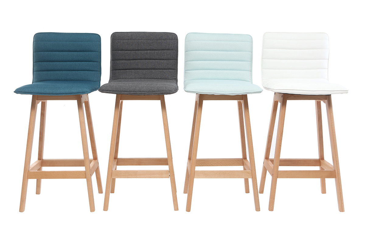 Tabouret de bar design bois et menthe � l'eau 65 cm (lot de 2) EMMA