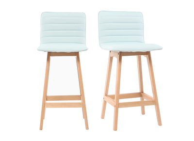 Tabouret de bar design bois et menthe &agrave; l'eau 65 cm (lot de 2) EMMA