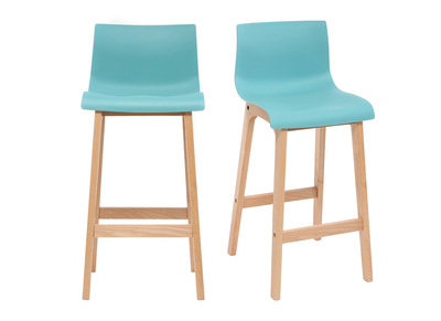 Tabouret de bar design bois et turquoise 75 cm (lot de 2) NEW SURF