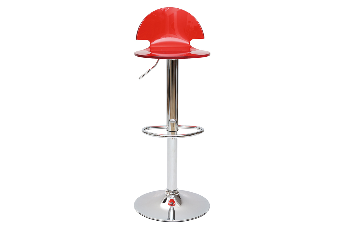 Tabouret de bar design en plexiglas rouge transparent ORION