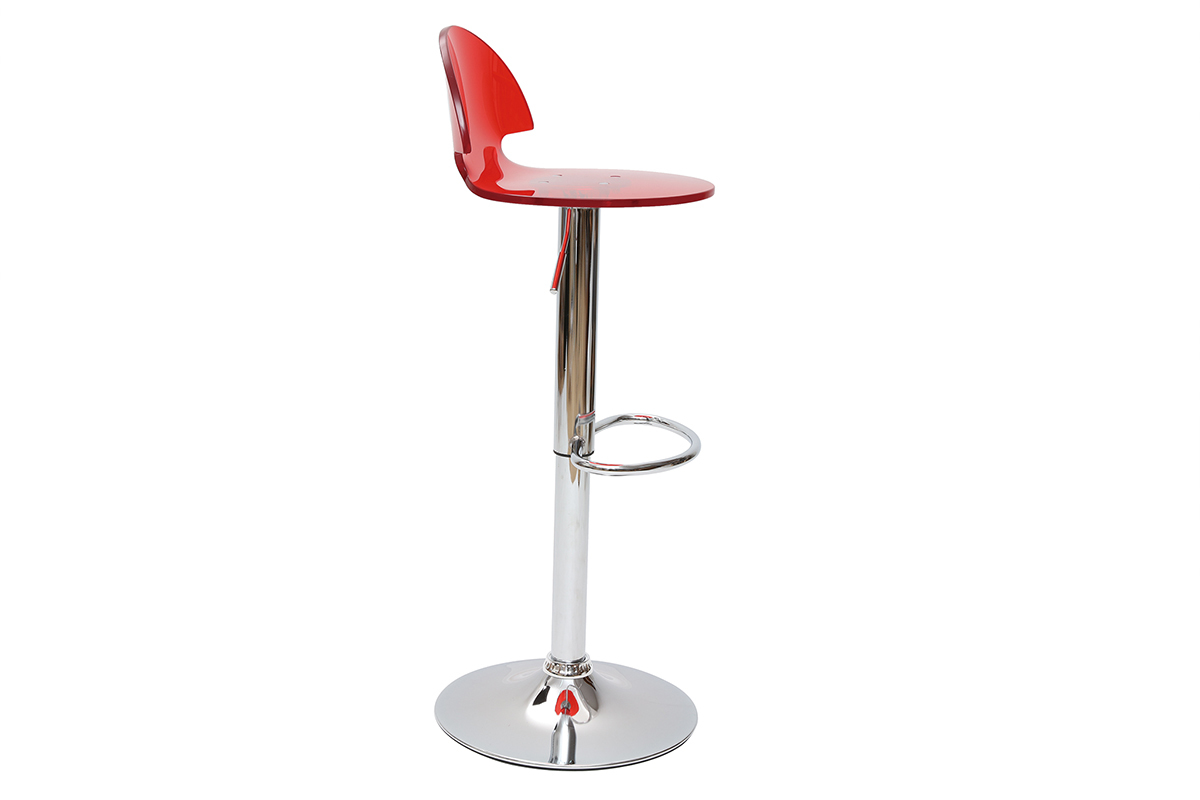 Tabouret de bar design en plexiglas rouge transparent ORION