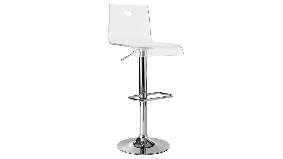 Tabouret de bar design en plexiglas transparent (lot de 2) SATURNE