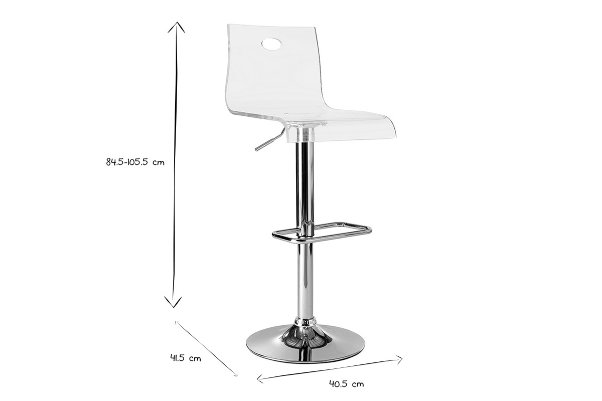 Tabouret de bar design en plexiglas transparent (lot de 2) SATURNE