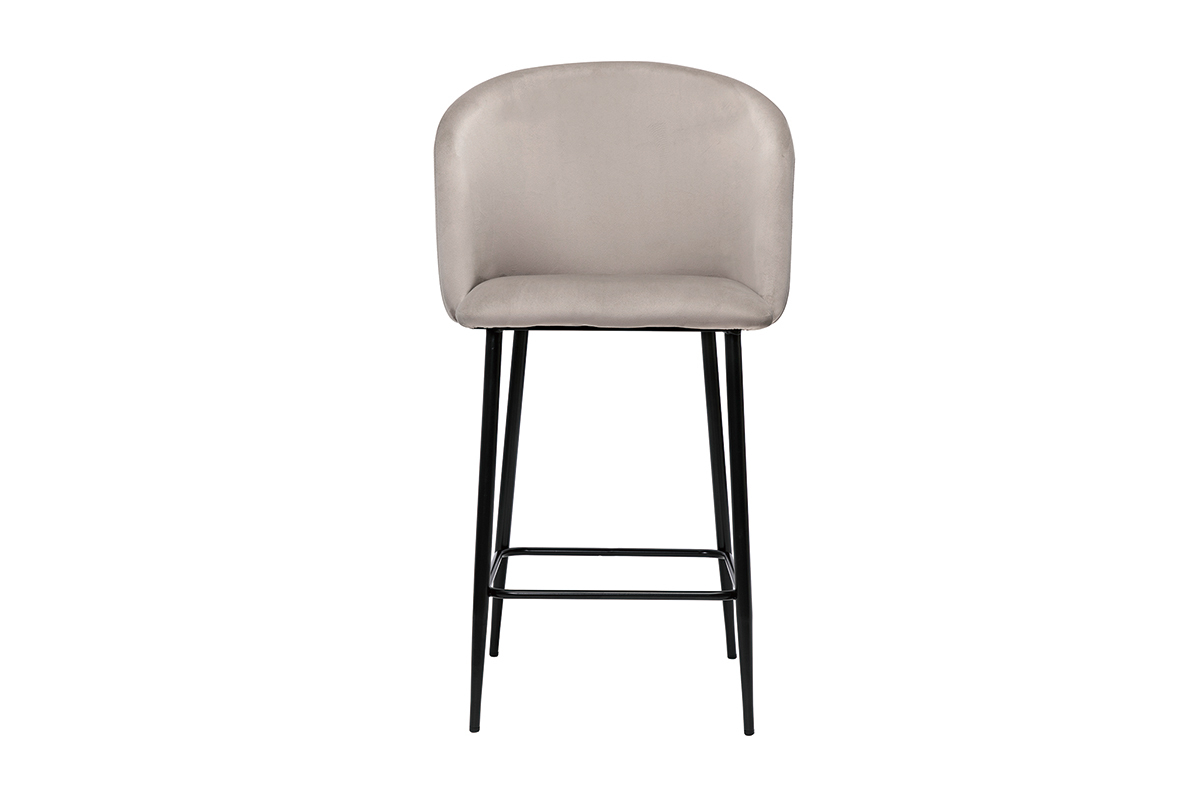 Tabouret de bar design en velours taupe VANITY