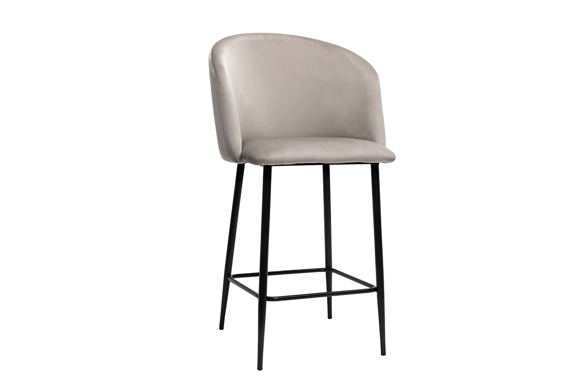 Tabouret de bar design en velours taupe VANITY