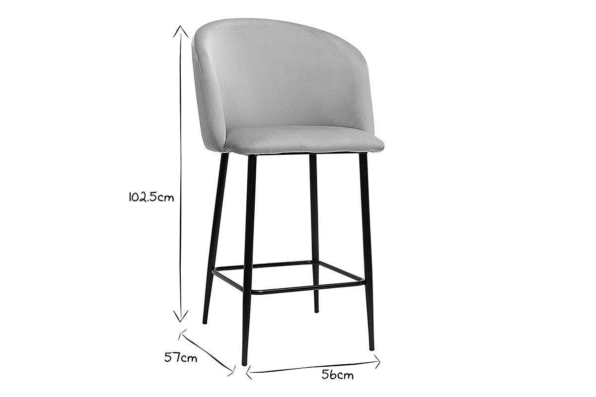Tabouret de bar design en velours taupe VANITY