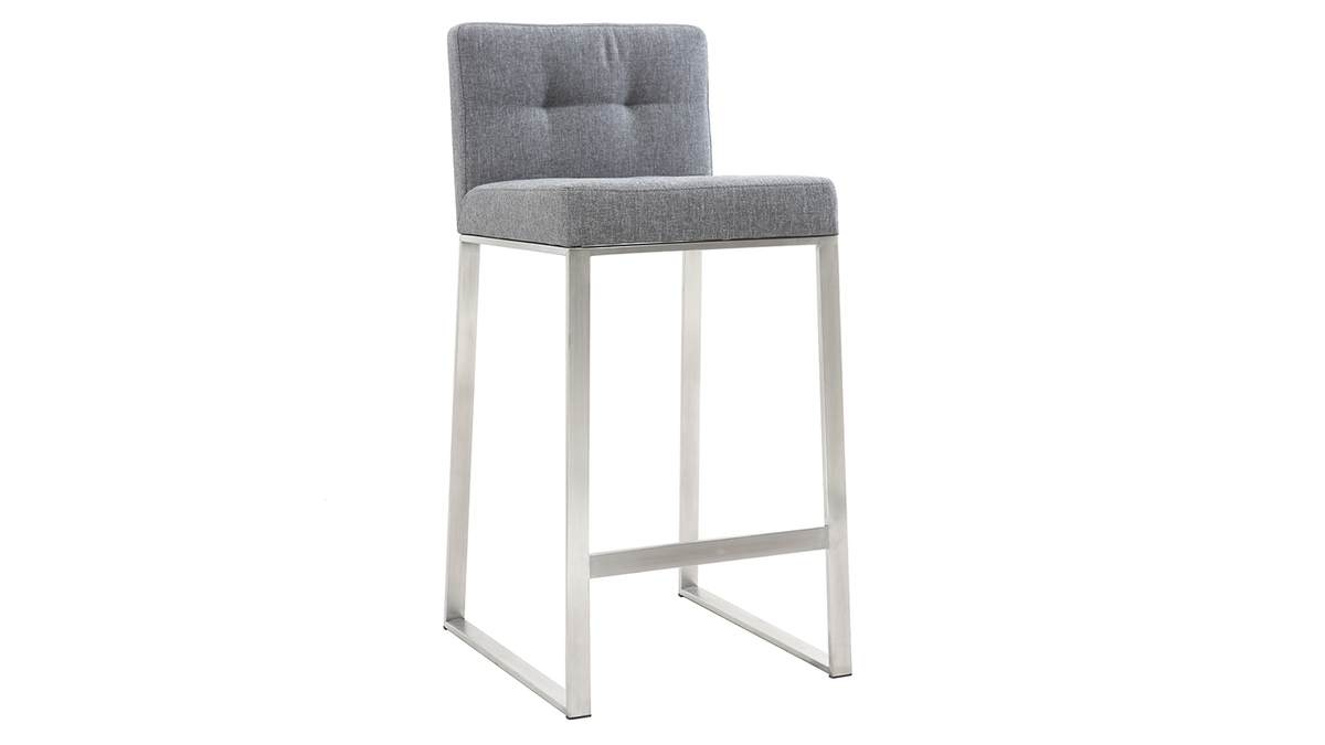 Tabouret de bar design mtal et tissu gris fonc 66 cm (lot de 2) HALEY