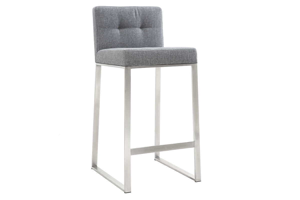 Tabouret de bar design mtal et tissu gris fonc 66 cm (lot de 2) HALEY