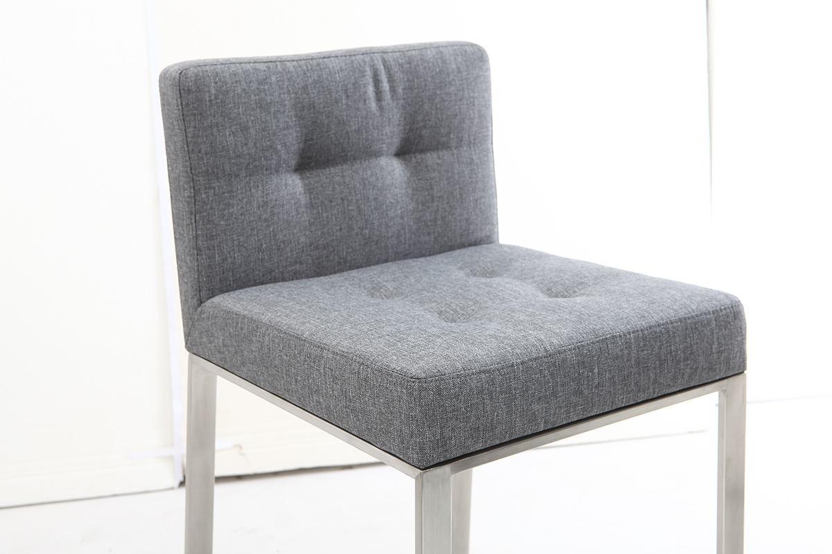 Tabouret de bar design mtal et tissu gris fonc 66 cm (lot de 2) HALEY