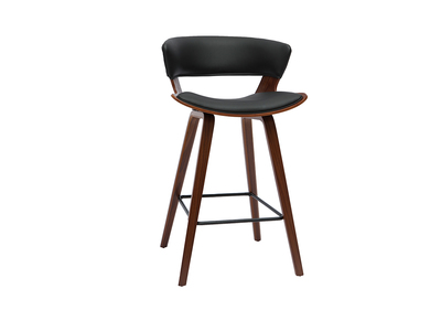 Tabouret de bar design noir et bois foncé H65 cm SYRAH
