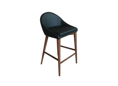 Tabouret de bar design noir et noyer 65 cm DALIA