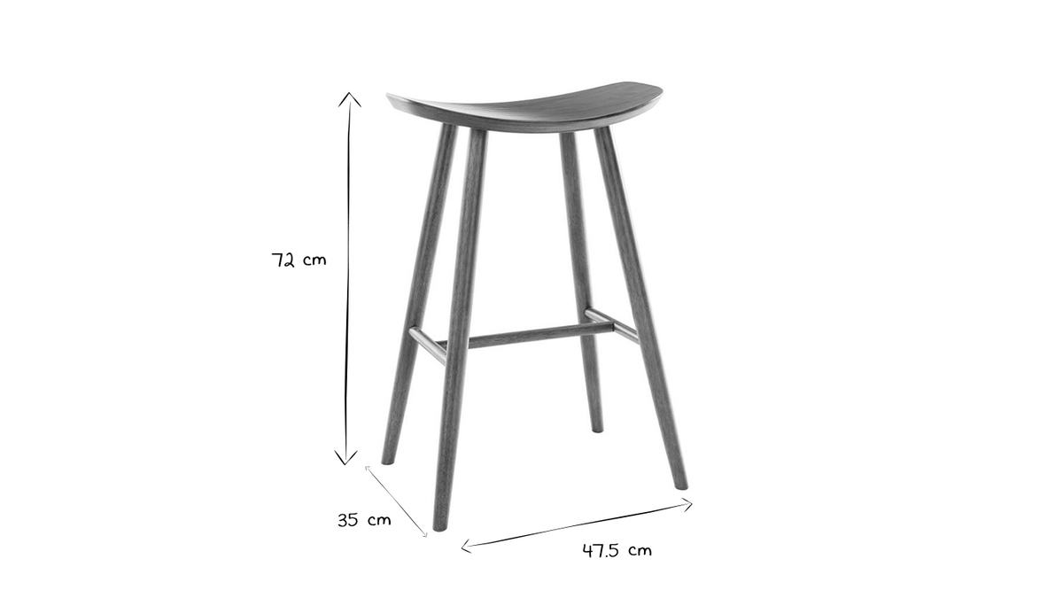 Tabouret de bar design noyer H72 cm DEMORY