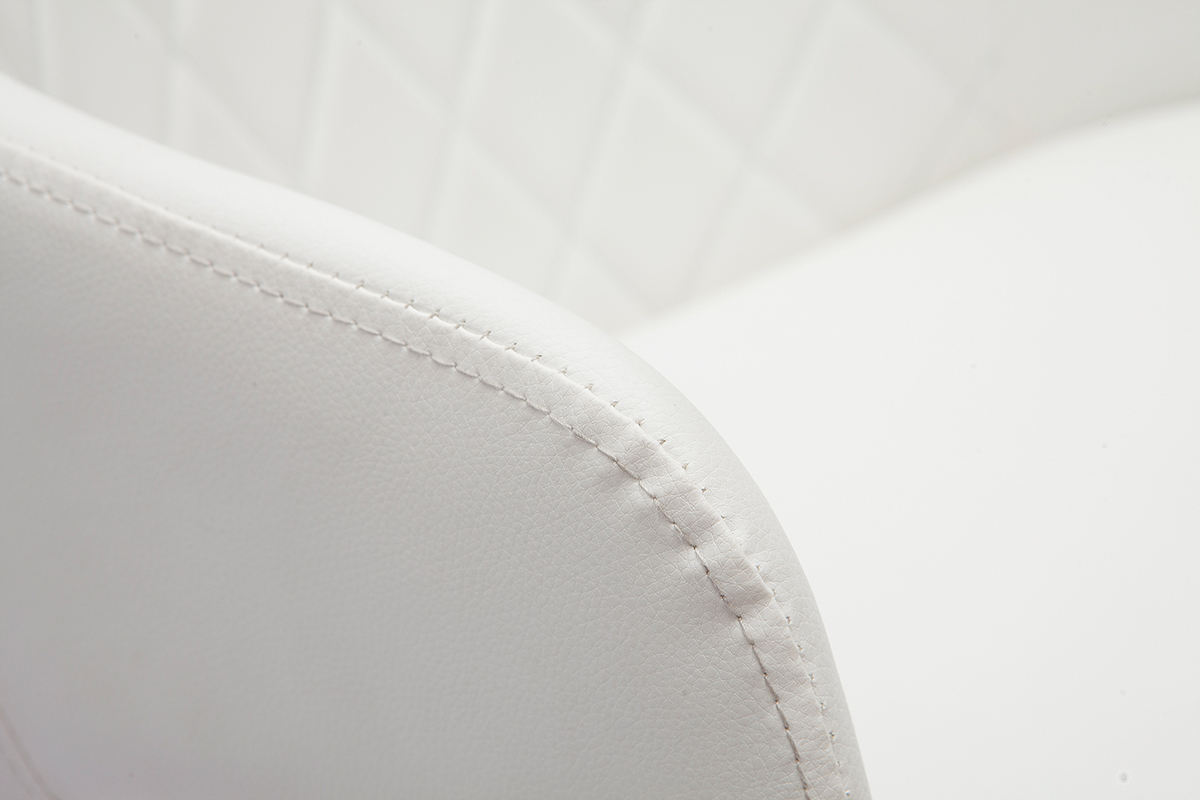 Tabouret de bar design pivotant 360� blanc et bois clair H65 cm LUCIEN