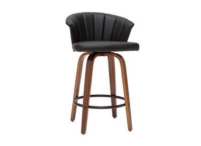Tabouret de bar design pivotant noir et bois foncé H65cm ALBIN