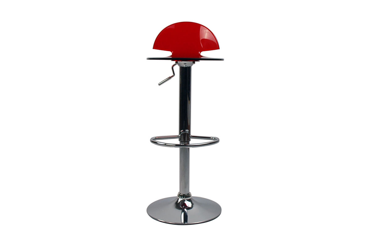 Tabouret de bar design plexiglas rouge transparent lot de 2 ORION