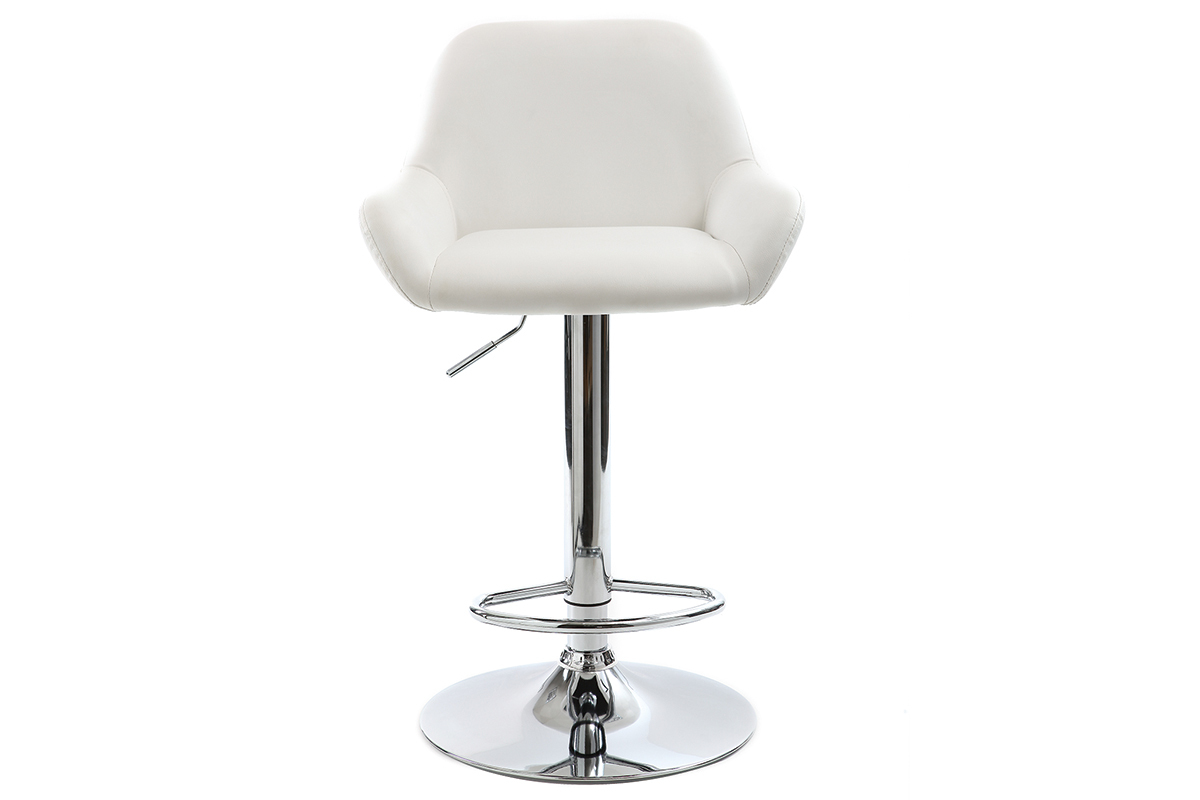 Tabouret de bar design polyurthane blanc lot de 2 CYRUS
