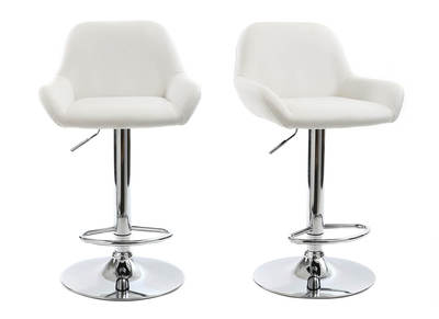 Tabouret de bar design polyur&eacute;thane blanc lot de 2 CYRUS