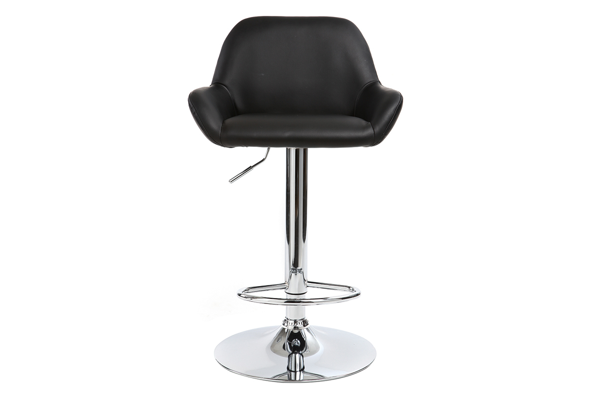 Tabouret de bar design polyurthane noir lot de 2 CYRUS