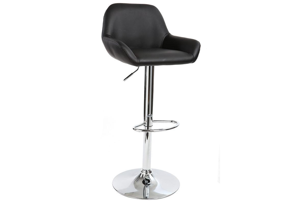 Tabouret de bar design polyurthane noir lot de 2 CYRUS
