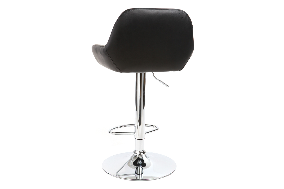 Tabouret de bar design polyurthane noir lot de 2 CYRUS