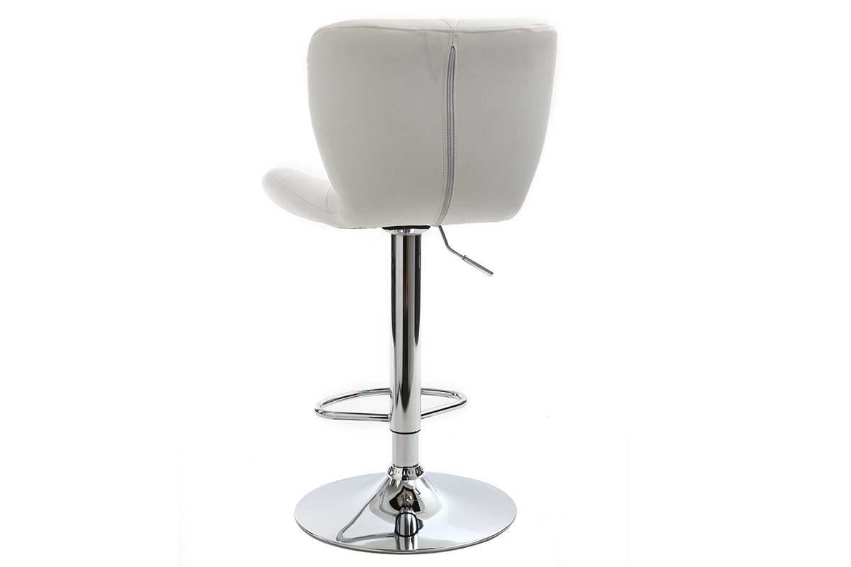 Tabouret de bar design PU blanc lot de 2 DEREK