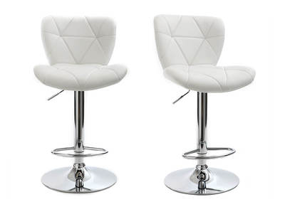 Tabouret de bar design PU blanc lot de 2 DEREK