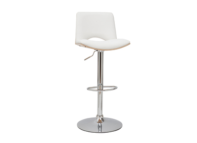 Tabouret de bar design réglable blanc et bois clair PANACH