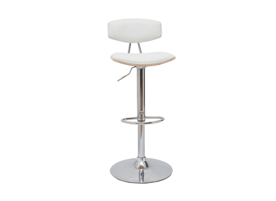 Tabouret de bar design réglable blanc et bois clair VASCO