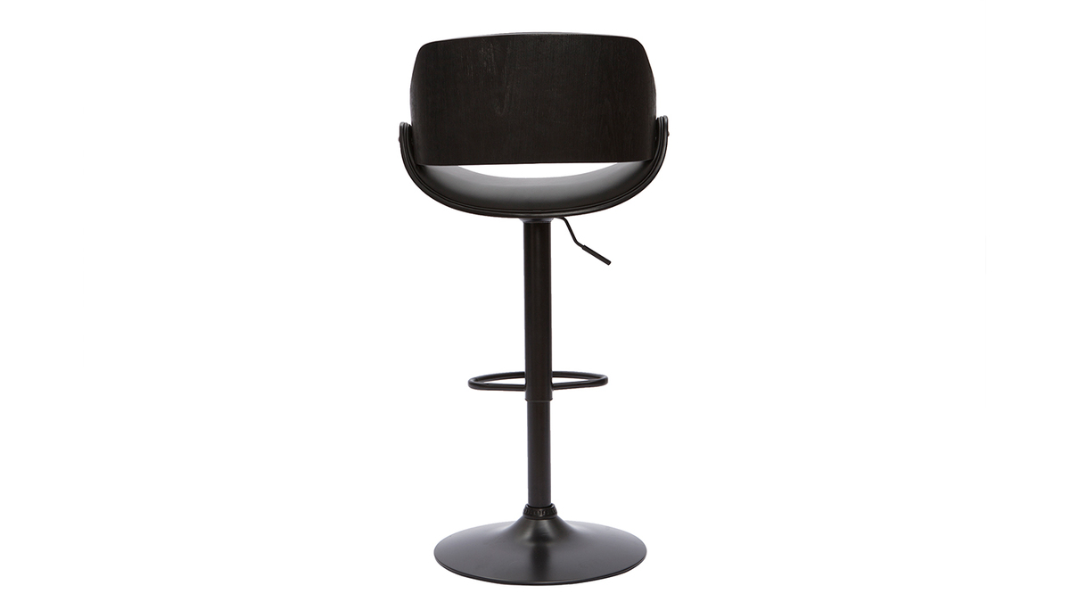 Tabouret de bar design rglable bois et mtal noir CLASH