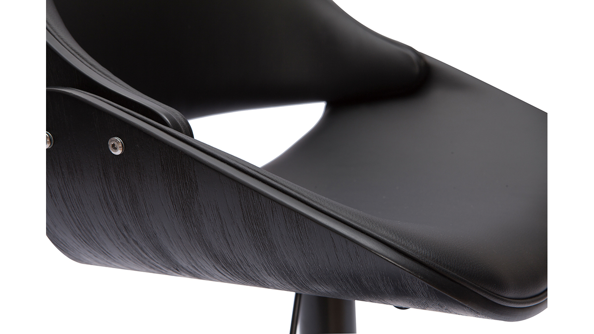 Tabouret de bar design rglable bois et mtal noir CLASH