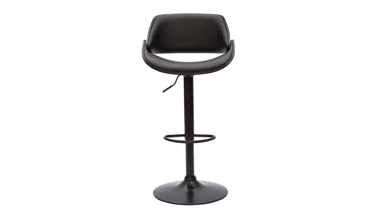 Tabouret de bar design rglable bois et mtal noir CLASH